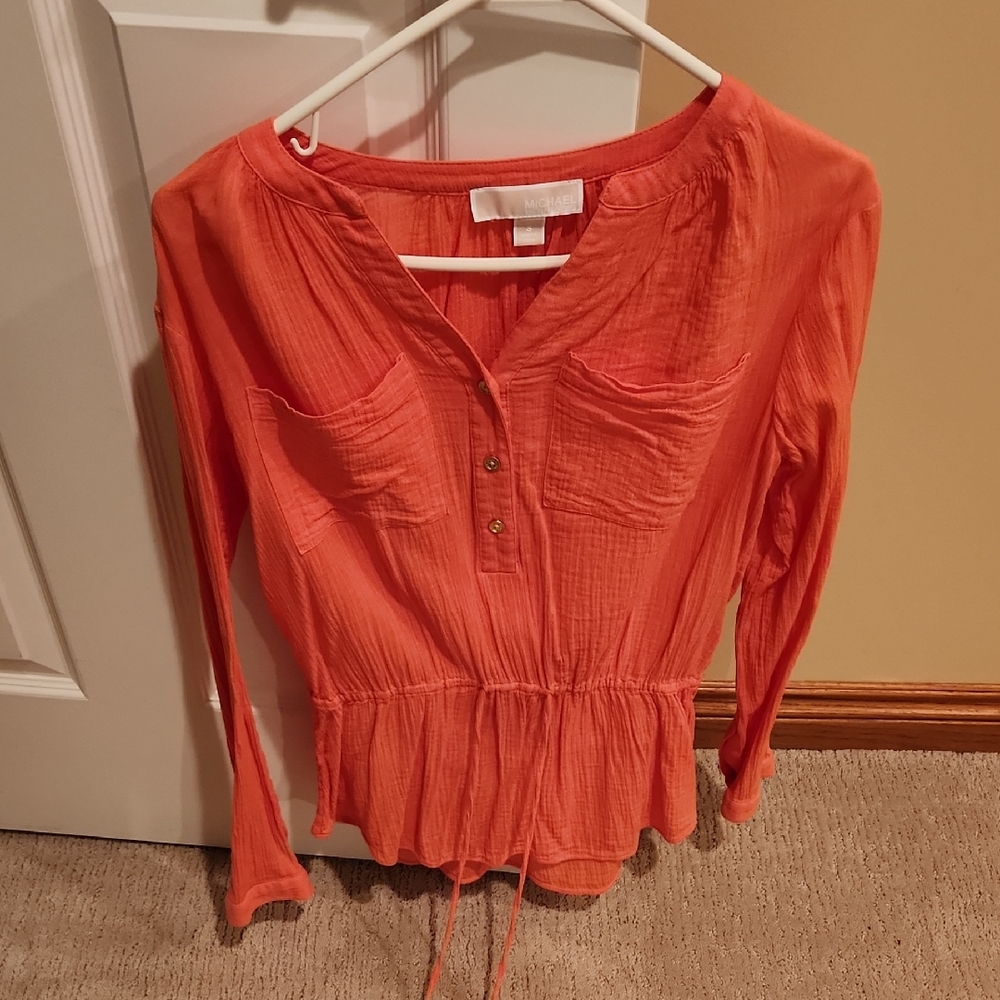 Michael Kors Coral Button-Down Top